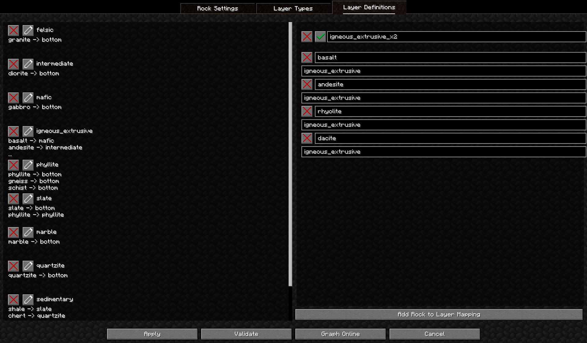 layer definitions editor